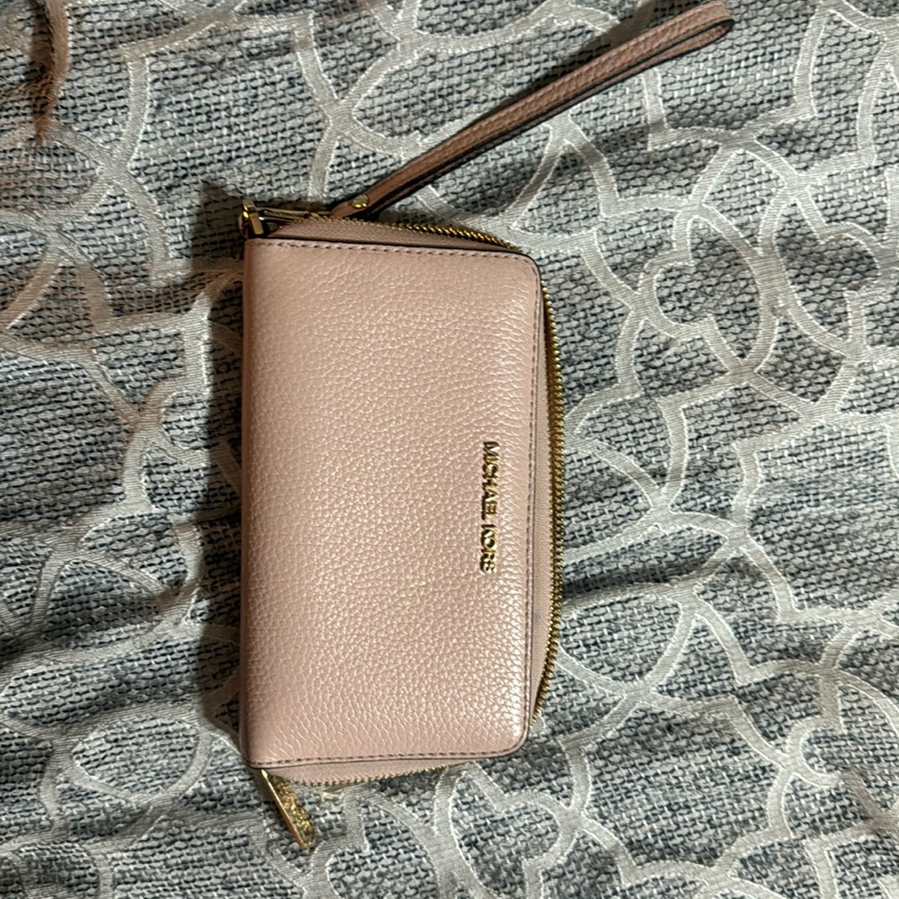 Michael Kors Pebble Leather Jet Set Large Continental Wallet Soft Light Pink